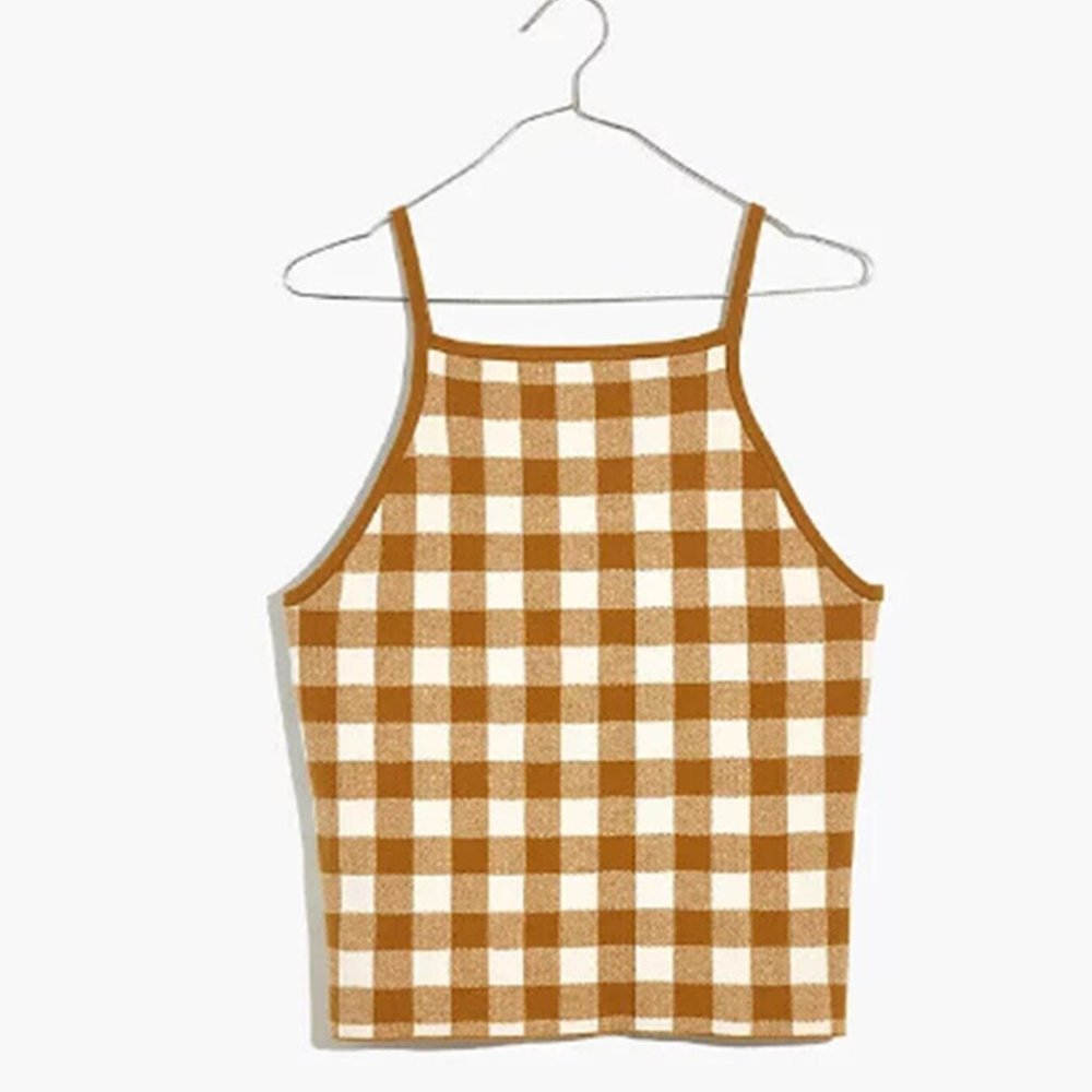 Madewell Gingham Apron Sweater Tank | X Large